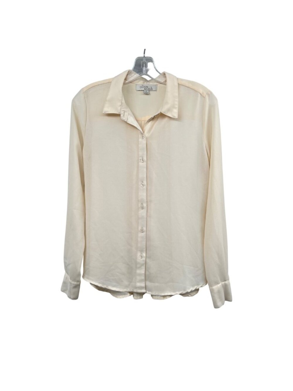 Olive & Oak Sheer Button Up Top Long Sleeve Cream Womens Size Small Pleated